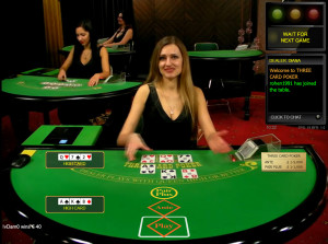 Live three card poker